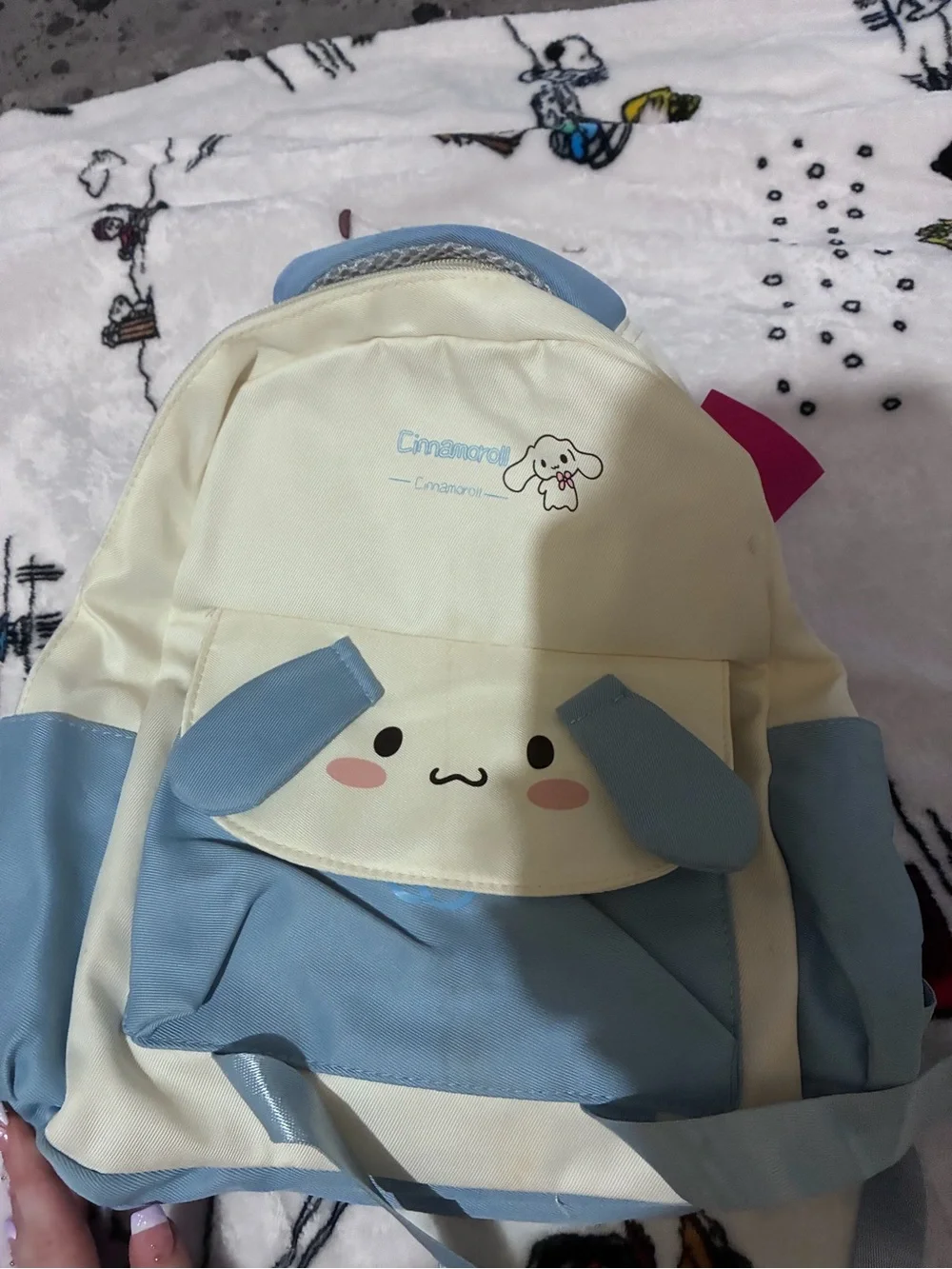 Cute Blue & White Kids Backpack with Cartoon Face - Cinnamoroll hello kitty